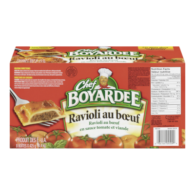 Chef Boyardee Ravioli au bœuf 8x425.0 ml, 0,44 $/100ml