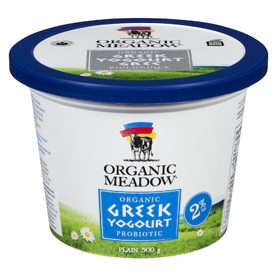 Organic Meadow Greek Yogourt Probiotic Plain Organic 2 % M.F. 500 g, $1.40/100g