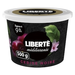 Liberté Yogourt Méditerranée 9 %, cerise noire 500 g, 0,70 $/100g