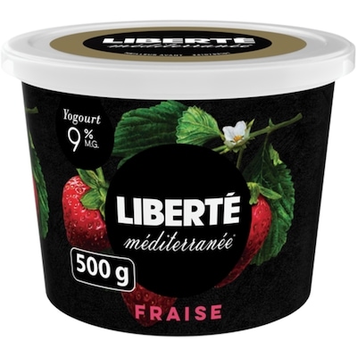 Liberté Yogourt Méditerranée 9 %, Fraise 500 g, 0,67 $/100g
