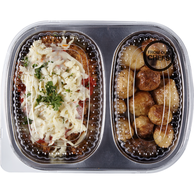 Concocté par nos chefs Poulet parmigiana et pommes de terre grelots (Après 11h) 533 g, 1,50 $/100g