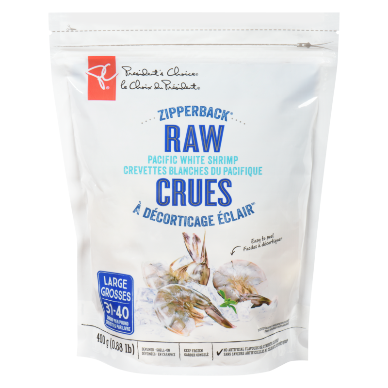 Zipperback Pacific White Shrimp Raw