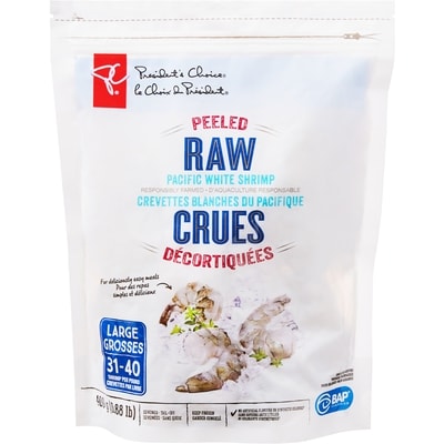 President's Choice Pacific White Shrimp Raw Peeled, Large 400 g, $2.75/100g