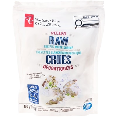 President's Choice Pacific White Shrimp Raw Peeled, Large 400 g, $2.75/100g