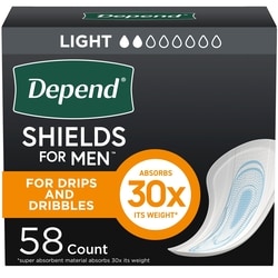 Shields Incontinence Pads for Men, Light Absorbency, 58 Count