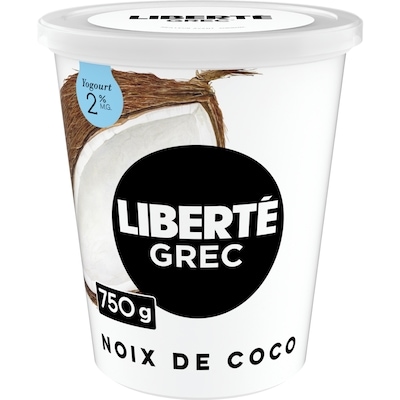 Liberté Grec Yogourt 2 %, Noix de coco, Teneur élevée en protéines 750 g, 1,13 $/100g