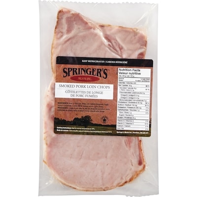 Springer's Meats Smoked Pork Chops Bone-In $24.22/1kg $10.99/1lb