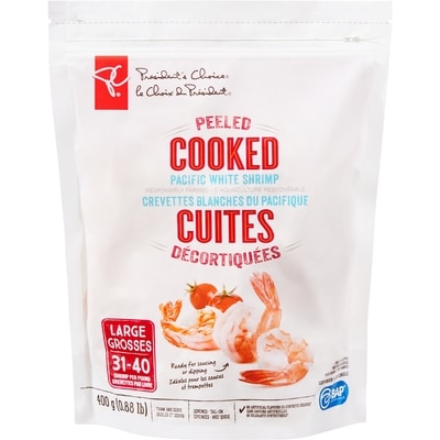 President's Choice Pacific White Shrimp Cooked Peeled 400 g, $3.50/100g