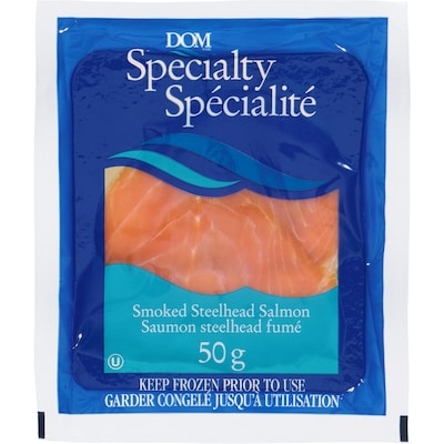 DOM Smoked Steelhead Salmon 50 g, $6.00/100g