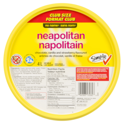 No Name Ice Milk Neapolitan Club Size - 4 l | Zehrs