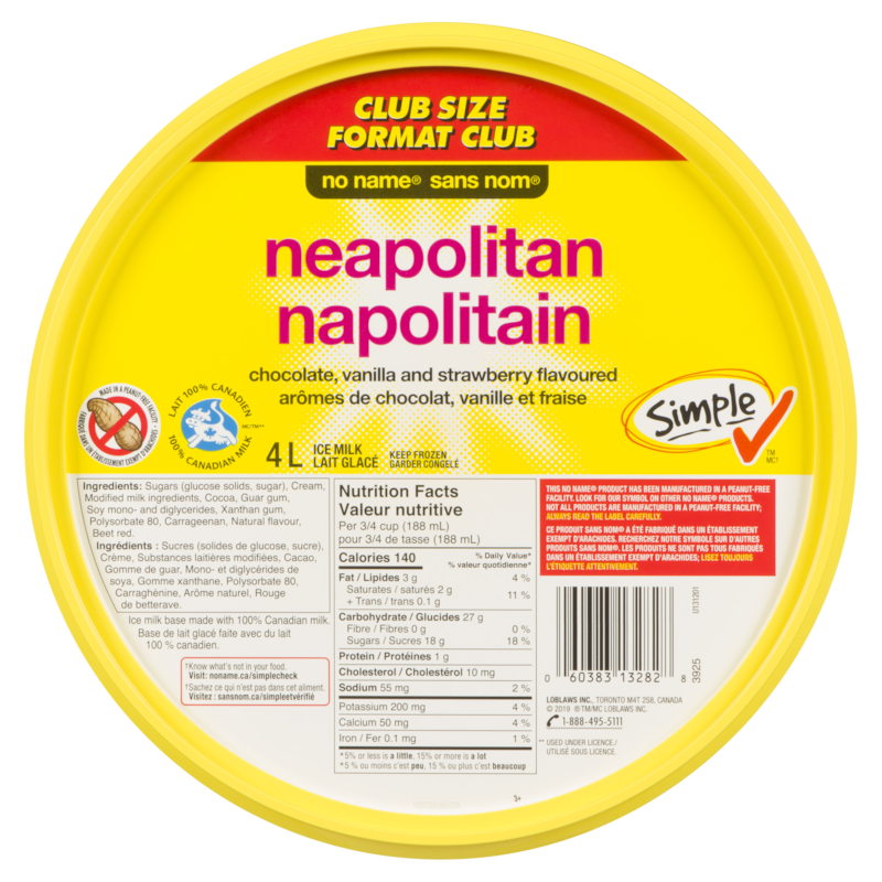 Ice Milk Neapolitan Club Size