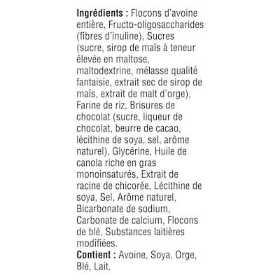 Barres granola Boîte à lunch grains de chocolat tendres