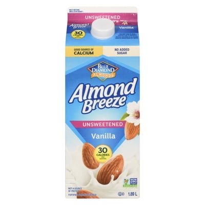Blue Diamond Almond Breeze Almond Milk, Unsweetened Vanilla 1.89 l, $0.20/100ml