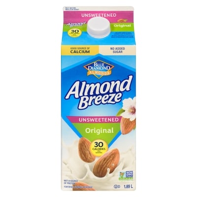 Blue Diamond Almond Breeze Unsweetened Almond Milk, Original 1.89 l, $0.19/100ml