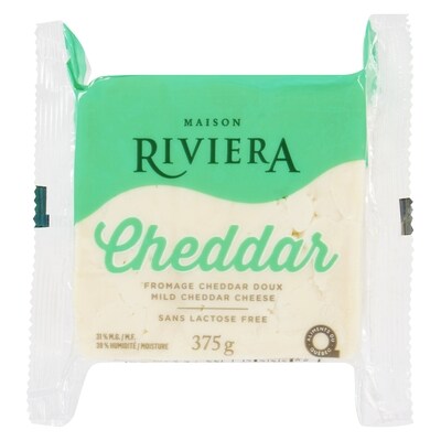 Riviera Cheese, White Mild Cheddar Block 375 g, $2.77/100g
