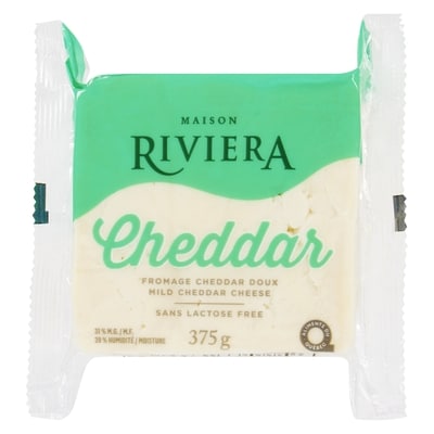 Riviera FOrmage, Cheddar Bloc Doux Blanc 375 g, 2,77 $/100g