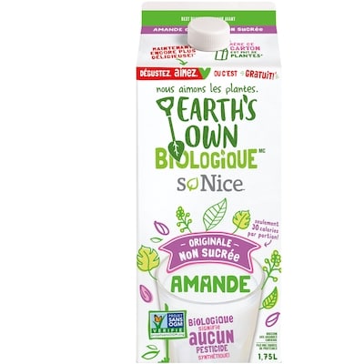 So Nice Boisson à l'amande biologique Originale Non Sucrée 1.75 l, 0,26 $/100ml