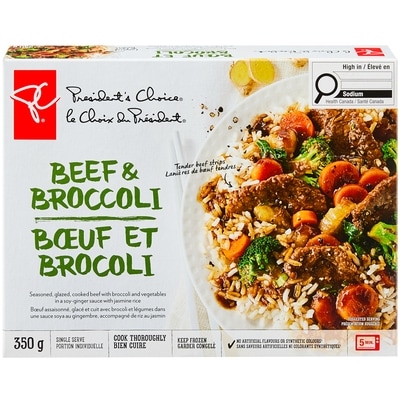 President's Choice Beef and Broccoli Meal 350 g, $1.57/100g