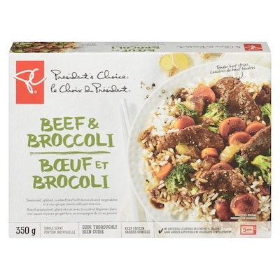 President's Choice Beef and Broccoli Meal 350 g, $1.00/100g