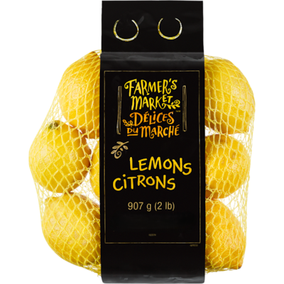 Farmer's Market Lemons, 2 lb Bag 907 g, $0.55/100g