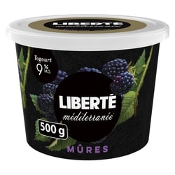 Liberté Yogourt Méditerranée 9 %, mûres 500 g, 0,70 $/100g