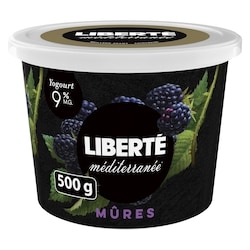 Liberté Yogourt Méditerranée 9 %, mûres 500 g, 0,70 $/100g