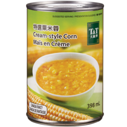 T&T Maïs en crème 398 ml, 0,63 $/100ml