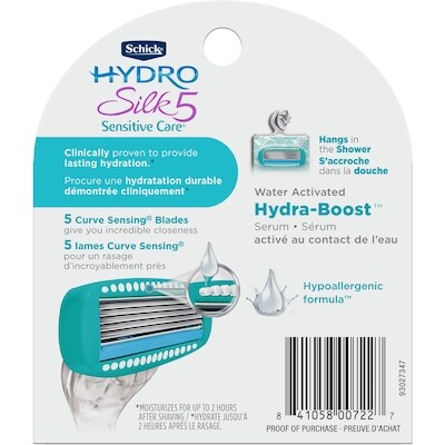 Cartouches de lames Schick Hydro Silk Sensitive Care pour femmes, 4u