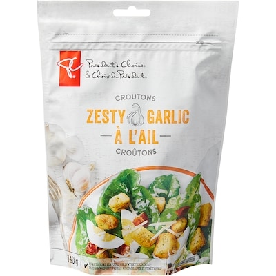 President's Choice Zesty Garlic Croutons 140 g, $2.86/100g