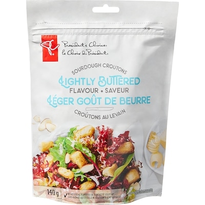 President's Choice Lightly Buttered Flavour Sourdough Croutons 140 g, $3.06/100g
