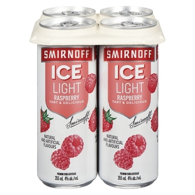 Smirnoff Ice Ice Light Premium Vodka Beverage Raspberry (ID required at pick-up) 4x355.0 ml, $0.78/100ml