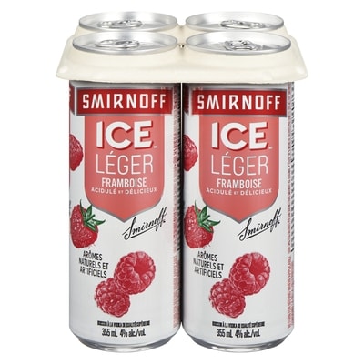 Smirnoff Ice Ice léger boisson à la vodka de qualité supérieure framboise (Pièce d’identité requise au moment du ramassage) 4x355.0 ml, 0,78 $/100ml
