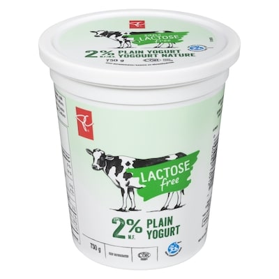 President's Choice Lactose Free Plain 2%  M.F. Yogurt 750 g, $0.57/100g