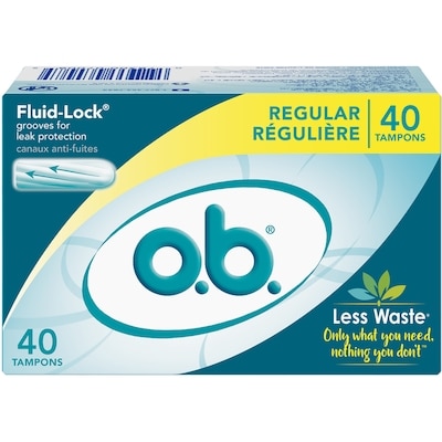 o.b. Tampons o.b. originaux sans applicateur à absorptivité régulière, 40u 40 ea, 0,25 $/1ch