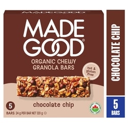 Made Good Chocolate Chip Granola Bars 5pk 120 g, $2.50/100g