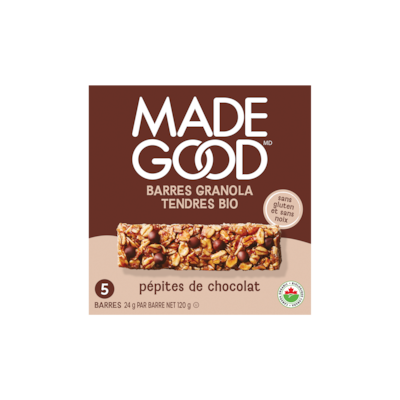 Made Good Barres granola Pépites de chocolat Boîte de 5 barres 120 g, 3,33 $/100g