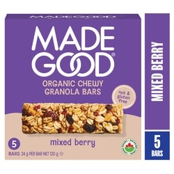 Made Good Mixed Berry Granola Bars 5pk 120 g, $2.50/100g