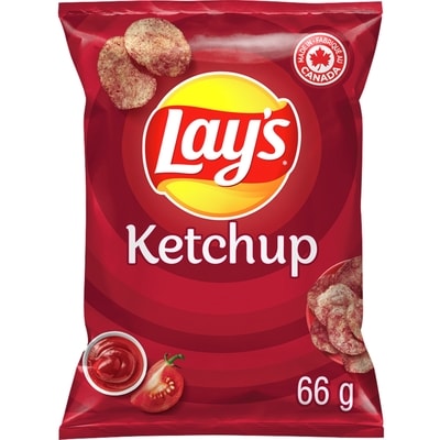 Lay's Ketchup flavoured potato chips (small bag) 66 g, $3.02/100g