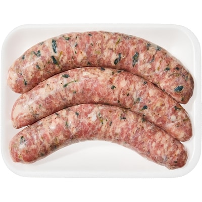 null Saucisse de porc, épinards et parmesan 16,54 $/1kg 7,50 $/1lb