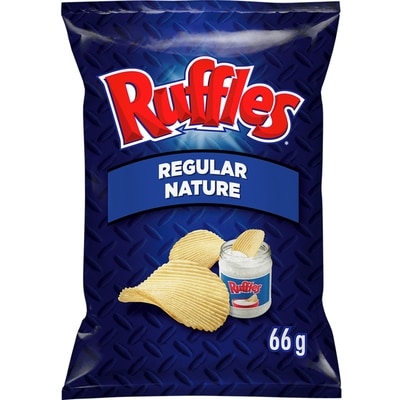 Ruffles Regular Potato Chips (small bag) 66 g, $3.77/100g