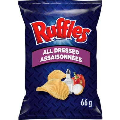Ruffles All Dressed Flavoured Potato Chips (small bag) 66 g, $3.62/100g
