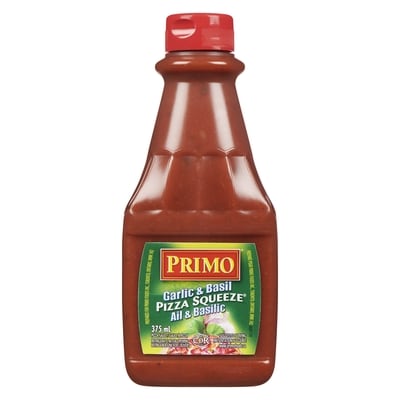 Primo Sauce à pizza ail et basilic en bouteille compressible 375 ml, 0,93 $/100ml