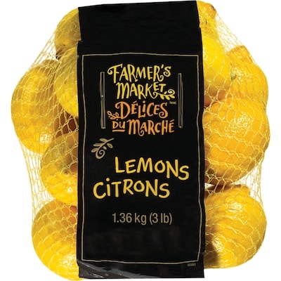 Farmer's Market Lemons, 3 lb bag 1.36 kg, $0.51/100g