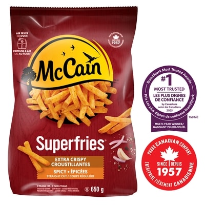 McCain Frites épicées à coupe régulière extra croustillantes Superfriesᴹᴰ 650 g, 0,84 $/100g