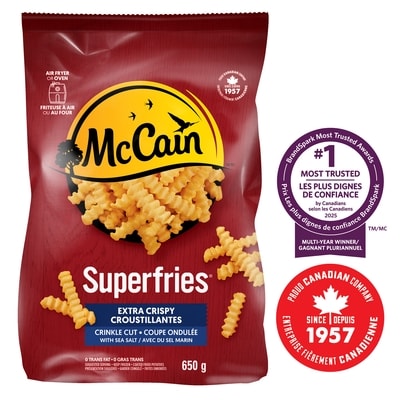 McCain Frites à coupe ondulée extra croustillantes Superfriesᴹᴰ 650 g, 0,54 $/100g