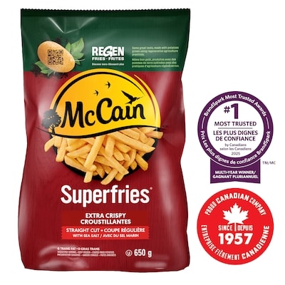 McCain Frites à coupe régulière extra croustillantes Superfriesᴹᴰ 650 g, 0,92 $/100g