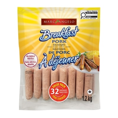 Marc Angelo Saucisses de porc à déjeuner 1.2 kg, 1,25 $/100g
