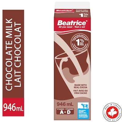 Beatrice Lait au chocolat partiellement écrémé 1 % 946 ml, 0,39 $/100ml