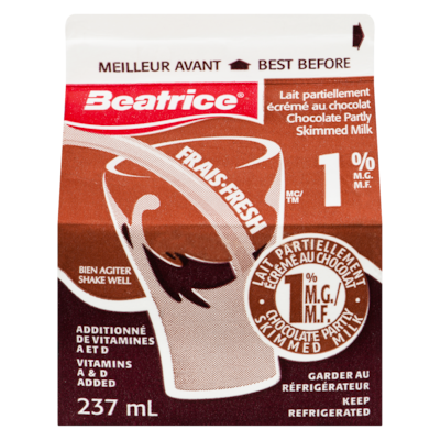 Beatrice 1% Milk, Chocolate 237 ml, $0.60/100ml
