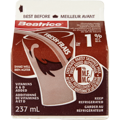 Beatrice Lait au chocolat 1 % 237 ml, 0,60 $/100ml
